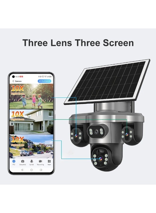 SUPER 5 15MP Three PTZ Lens Three Screen 4G Solar Camera Outdoor 4G 10X Digital Zoom Auto Tracking Security Camera V380 Pro - Image 3