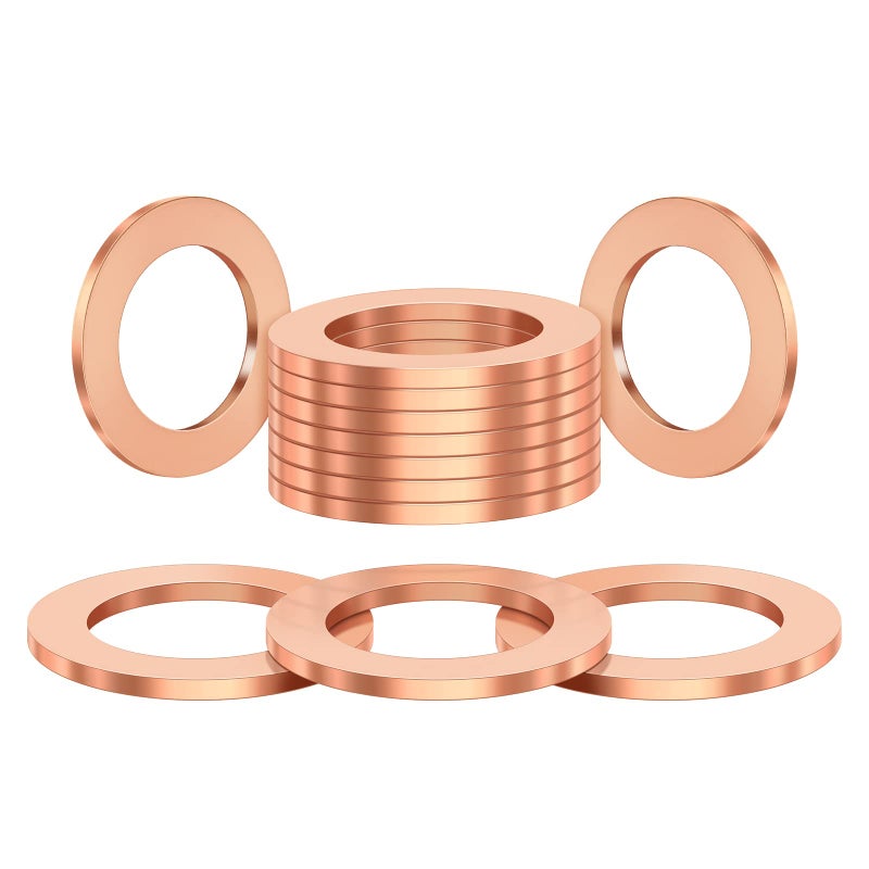 20Pcs M14 Oil Drain Plug Red Copper Crush Washers Coolant Seal Ring Gasket