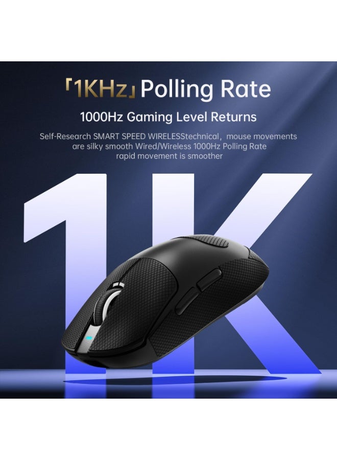 هجوم القرش ماوس ألعاب لاسلكي X8SE، مستشعر بصري PAW3311 بدقة 25 ألف نقطة في البوصة قابل للتعديل، وزن خفيف مريح 59 جرام، أوضاع ثلاثية 2.4 جيجاهرتز/بلوتوث/USB-C، بطارية 500 مللي أمبير/ساعة، 5 أزرار قابلة للبرمجة لأجهزة الكمبيوتر الشخصية/ماك - شريط قبضة أسود - Image 4