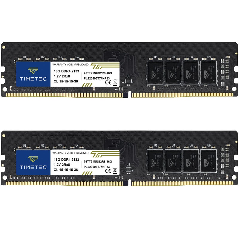Timetec 32GB KIT 2x16GB DDR4 2133MHz PC42133P PC417000 UDIMM Desktop RAM 288Pin 12V CL15 NonECC Unbuffered DIMM Memory Module Upgrade - Image 2