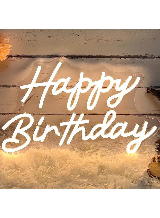 Signclubs Happy Birthday Neon Sign For Wall Decor Neon Happy Birthday Sign Warm Light Reusable Happy Birthday Neon Light Sign For Birthday Party Decoration Usb Powered Kids Gift 9.8 Inches  - Image 1
