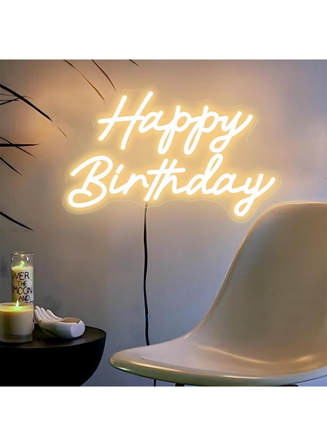 Signclubs Happy Birthday Neon Sign For Wall Decor Neon Happy Birthday Sign Warm Light Reusable Happy Birthday Neon Light Sign For Birthday Party Decoration Usb Powered Kids Gift 9.8 Inches  - Image 3