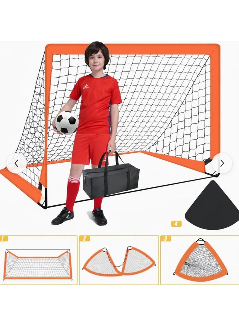DANIM Portable Glass Fiber Football Goal Kids Soccer Goal for Backyard Set Toddler Soccer Nets Training Equipment Soccer Ball Pop Up Portable Soccer Set for Kids and Youth Games and Training Goals - Image 1