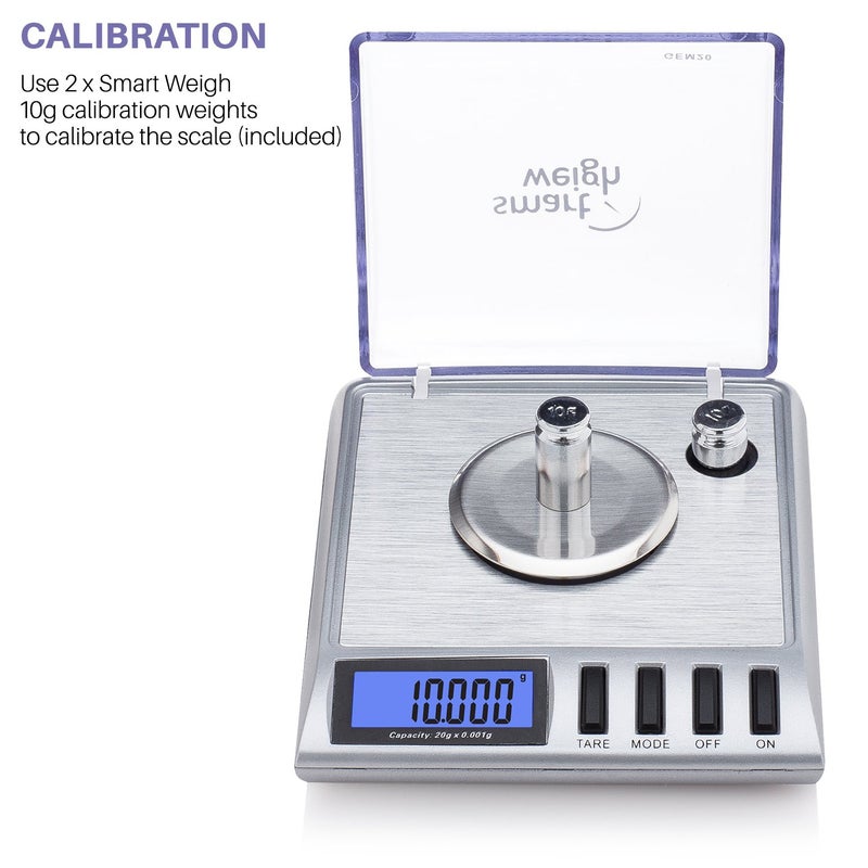 Smart Weigh GEM20-20g x 0.001 Grams, High Precision Digital Milligram Jewelry Scale, Reloading, Jewelry and Gems Scale, Calibration Weights and Tweezers Included - Image 4