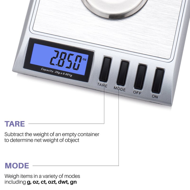 Smart Weigh GEM20-20g x 0.001 Grams, High Precision Digital Milligram Jewelry Scale, Reloading, Jewelry and Gems Scale, Calibration Weights and Tweezers Included - Image 5