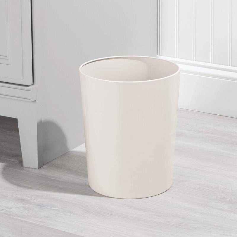 INDIAN DECOR. 29170 Round Metal Small Trash Can Wastebasket, Garbage Container Bin for Bathrooms, Powder Rooms, Kitchens, Home Offices - Durable Steel - White  - Image 3