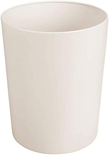 INDIAN DECOR. 29170 Round Metal Small Trash Can Wastebasket, Garbage Container Bin for Bathrooms, Powder Rooms, Kitchens, Home Offices - Durable Steel - White  - Image 1