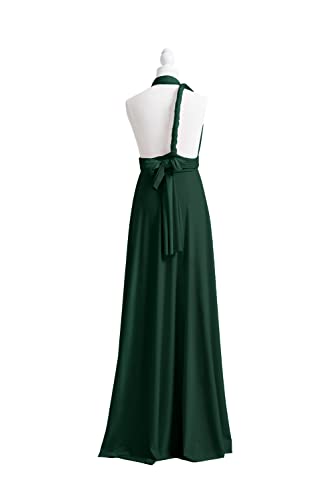 72styles فستان العروس القابل للتحويل فستان ماكسي مسائي مع حمالة (مقاس كبير، أخضر داكن) - Image 3