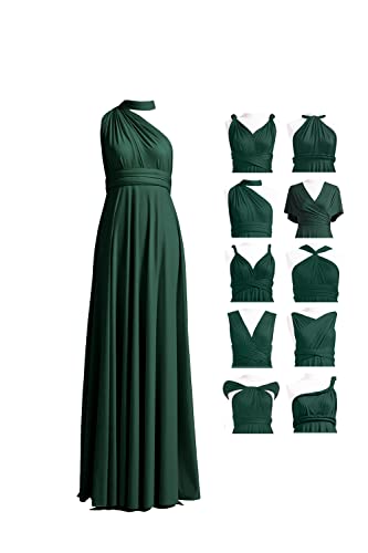 72styles فستان العروس القابل للتحويل فستان ماكسي مسائي مع حمالة (مقاس كبير، أخضر داكن) - Image 1