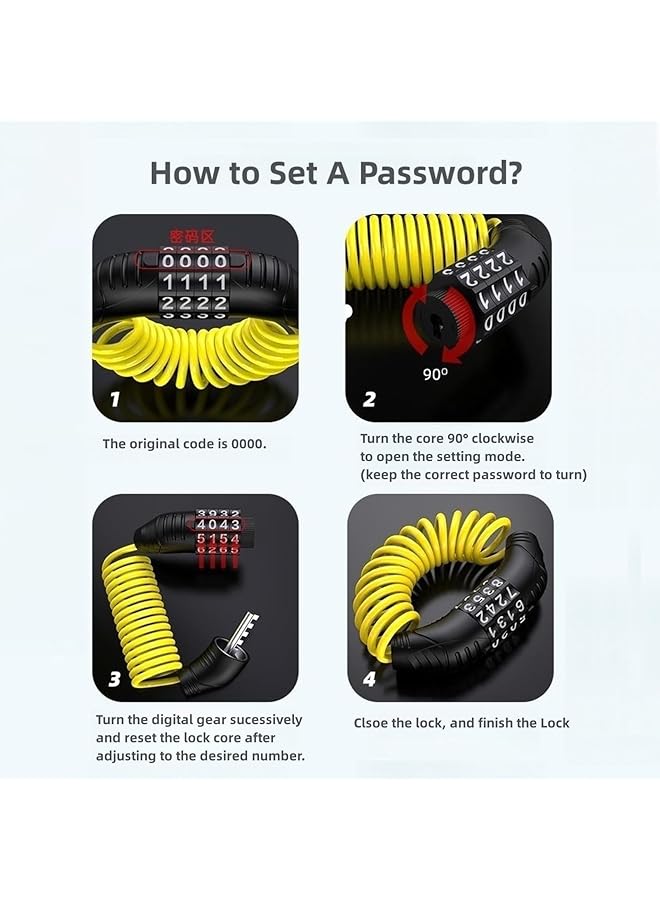 KASTWAVE Motorcycle Helmet Lock & Security Cable, Security Pin Locking Chain, Bike Cable Lock Universal, Suitable For Bike Helmet, Jacket, Cabinets & Luggage - Image 4