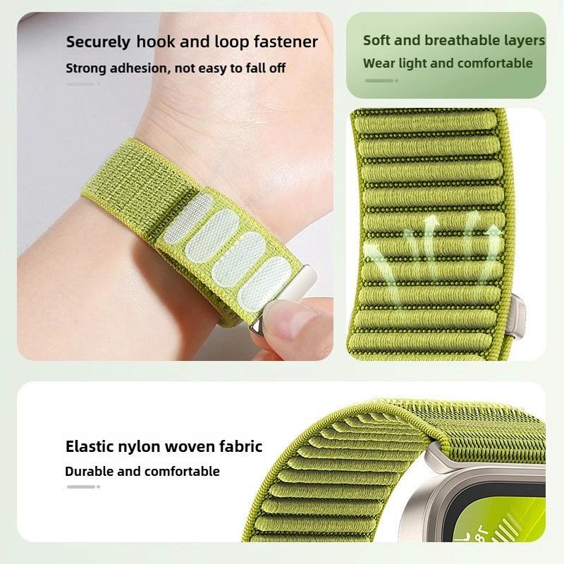 erorex For Huawei Watch Fit 4 / Fit 4 Pro / Fit 3 Woven Nylon Hook And Loop Fastener Metal Interface Watch Band(Spruce Green) - Image 3