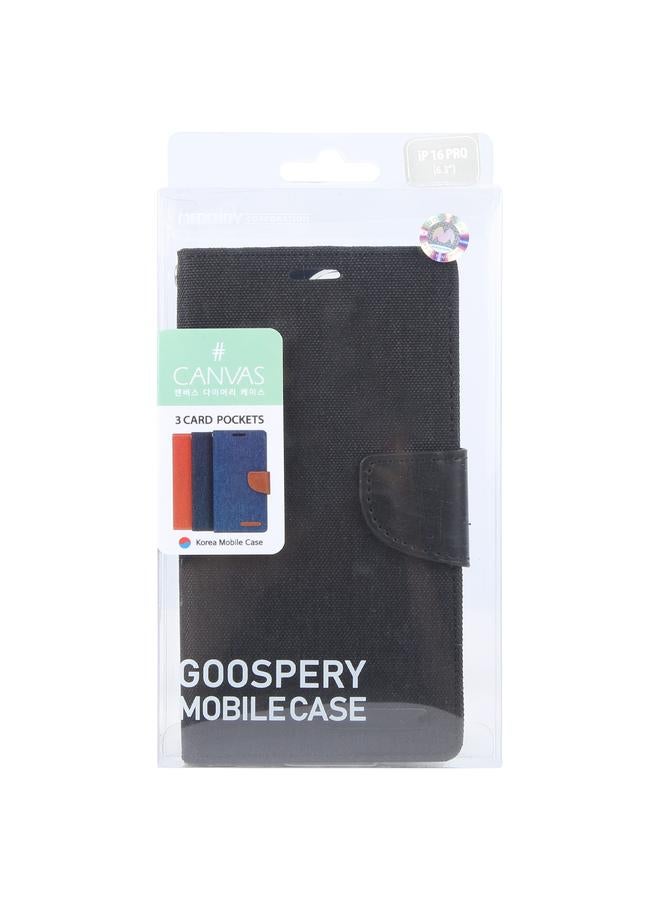 GOOSPERY Case For iPhone 16 Pro Max CANVAS DIARY Fabric Texture Flip Leather Phone Case  - Image 4