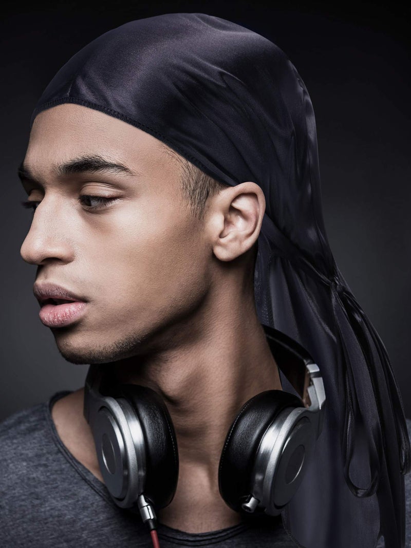 Satinior 8 Pack Silky Durags for Men 4 Wave Cap 4 Long Tail Do Rags 360 Waves Elastic Headwraps for Men Women - Image 4