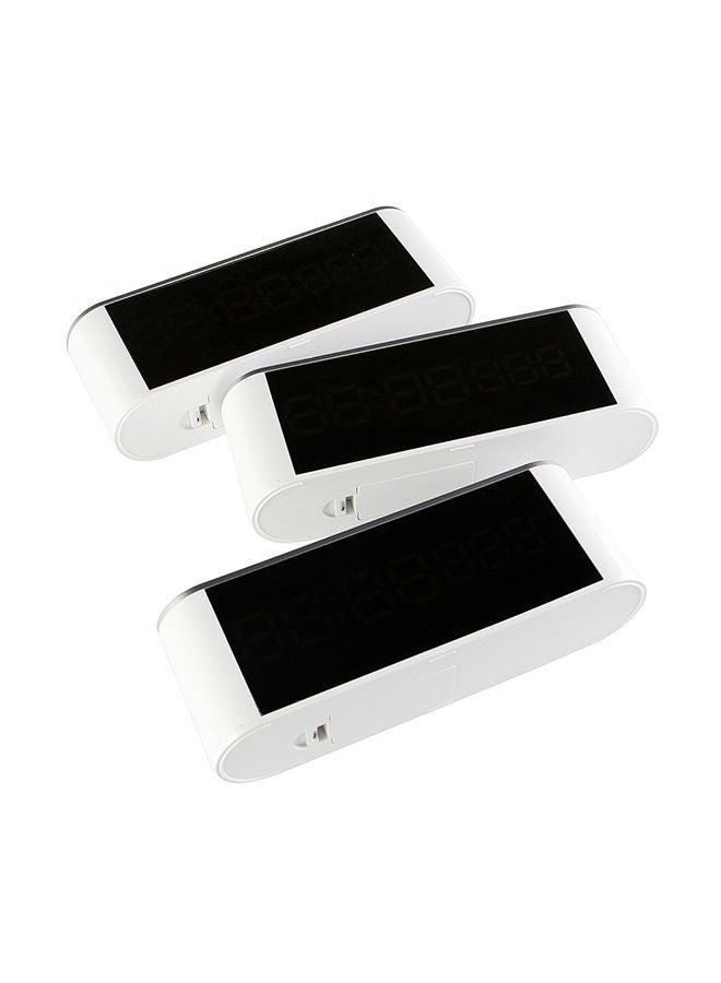 NIBEMINENT Blue LED Electronic Clock Home Thermometer Alarm White 19x7x5cm - Image 3