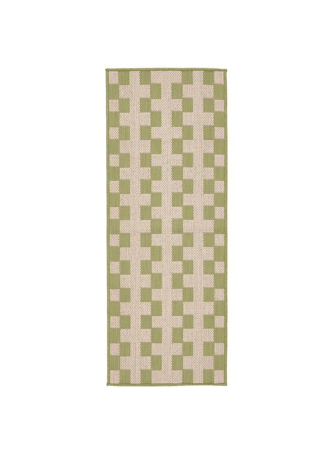 erorex Kitchen mat, flatwoven green/off-white, 80x200 cm - Image 1