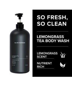 Blind Barber Blind Barber Lemongrass Tea Men's Shampoo - Natural Shampoo for Men with Minty, Refreshing Scent - Smoothing Formula Designed to Remove Build-Up + Debris - 32 oz  - Image 3