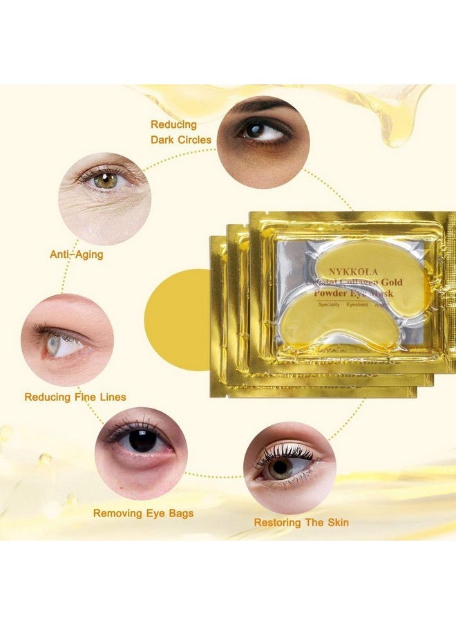 NYKKOLA - 20 Pairs Gold Eye Mask Powder Crystal Gel Collagen Eye Pads For Antiaging & Moisturizing Reducing Dark Circles Puffiness Wrinkles - Image 1