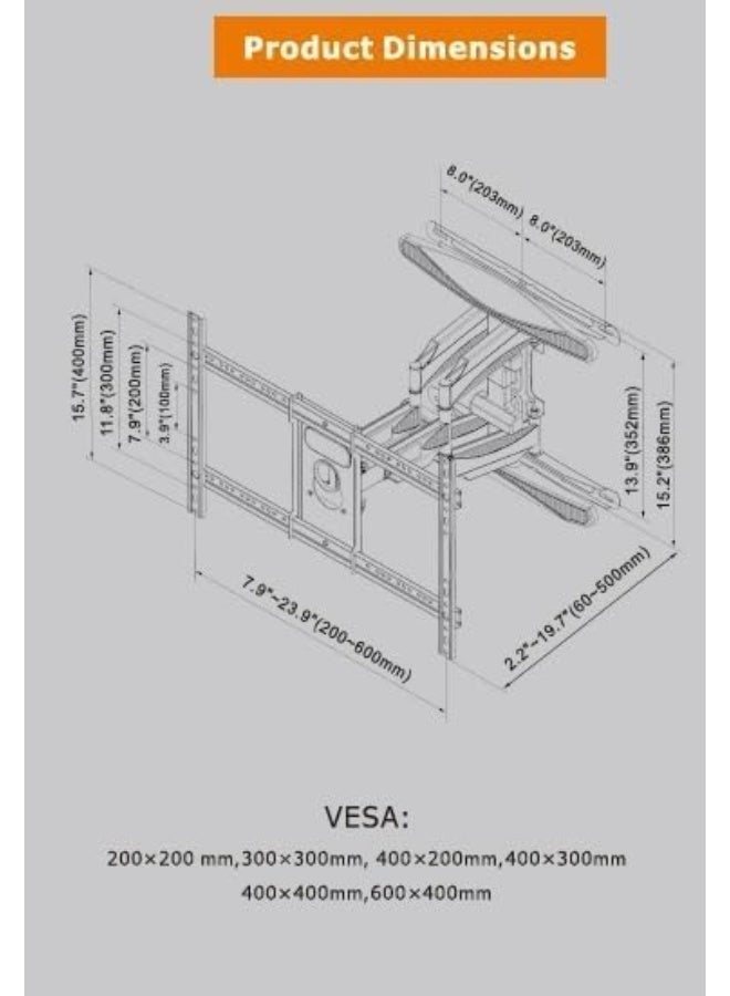 NB North Bayou P65 Movable Wall Mount TV Monitor, suitable for 55-85 inch monitors - Image 1