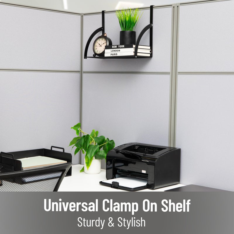 Mind Reader Hanging Cubicle Shelf Organizer, Cubicle Shelf for Office Supplies, Plants, and Decor, Easy to Install, Metal, Black - Image 2