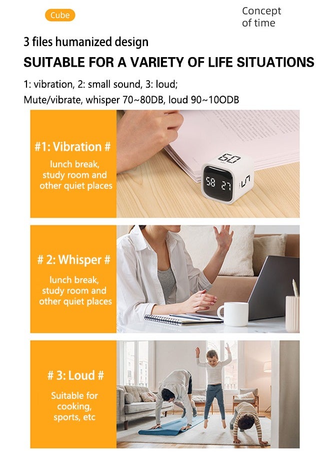 DMG TECH - Timer, Alarm clock, productivity gadget, timer, 3 alarm modes including silent vibration, 5/10/30/60 minutes and custom countdown for work, reading, kitchen - Image 1