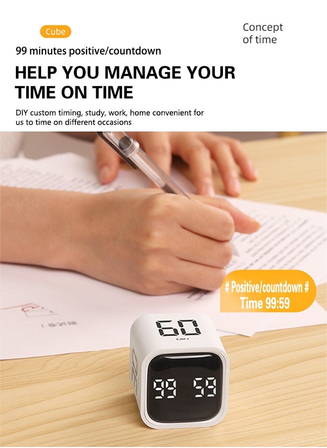 DMG TECH - Timer, Alarm clock, productivity gadget, timer, 3 alarm modes including silent vibration, 5/10/30/60 minutes and custom countdown for work, reading, kitchen - Image 1