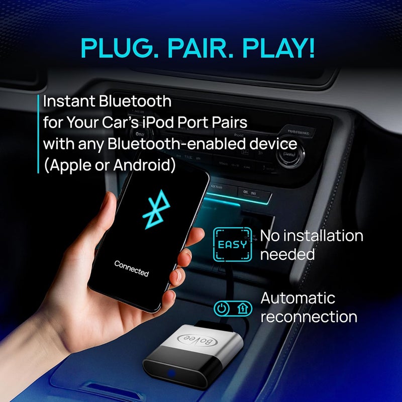 Bovee 1000 - محول واجهة الموسيقى اللاسلكية متوافق مع مجموعة سيارات أودي ومرسيدس وفولكس فاجن مع موصل iPod ذو 30 دبوس (محول AMI (لأودي/مرسيدس/VW)) - Image 4