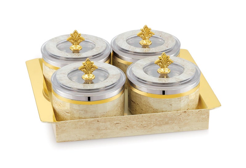 Nabhya Jupiter Multipurpose Dry Fruit Air Tight Storage Container With Inner Steel Bowl & Serving Tray for Home & Kitchen (500ml), (Beige, Set of 4) - Image 3