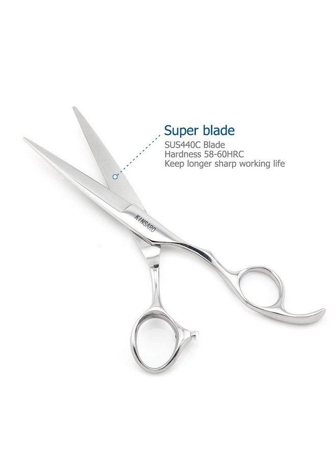 KINSARO Professional Hair Shears 6" Silvery Blind Hole Sharp Hair Scissors Hair Cutting Scissors Barber Scissors Barber Shears Haircut Scissors Convex Edge 440C KINSARO - Image 3