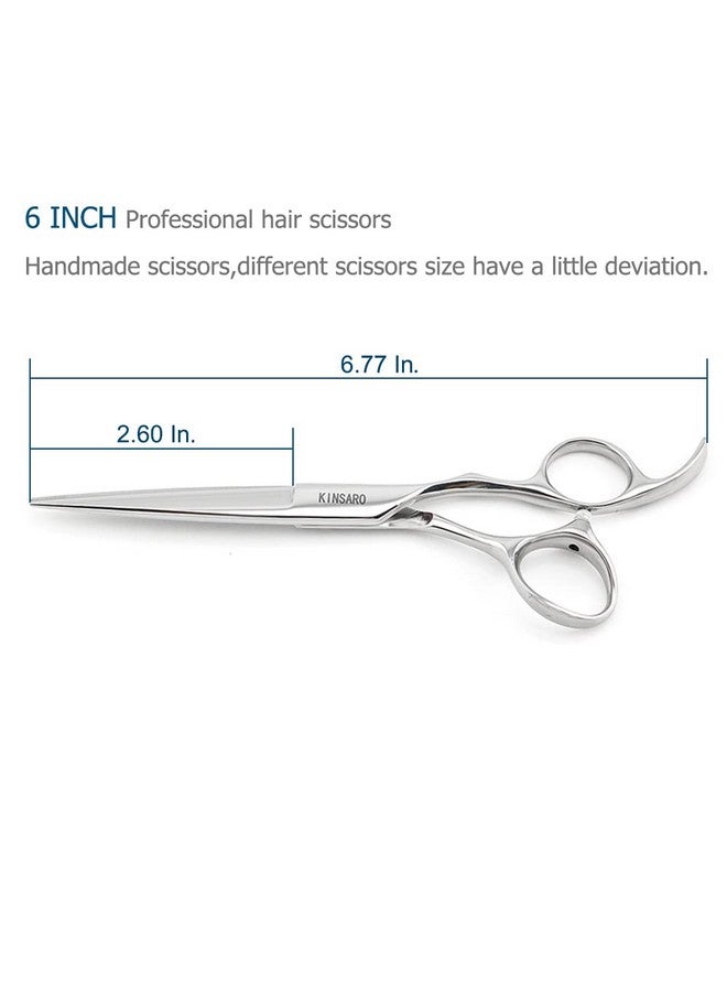 KINSARO Professional Hair Shears 6" Silvery Blind Hole Sharp Hair Scissors Hair Cutting Scissors Barber Scissors Barber Shears Haircut Scissors Convex Edge 440C KINSARO - Image 2