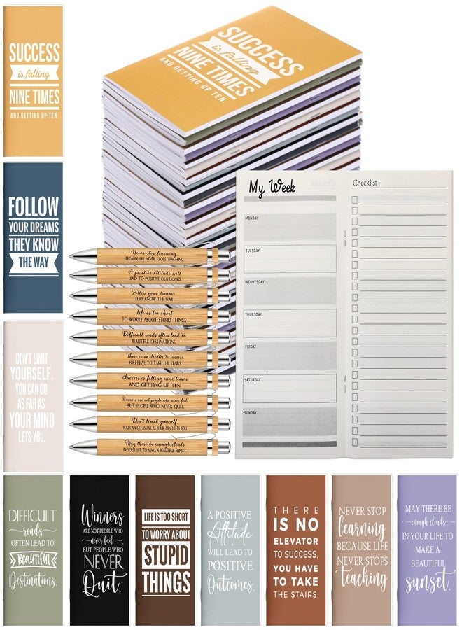 Spakon 20 Sets 2026-2027 Pocket Weekly Planners with Pens Inspirational Mini Daily Journal to Do List Goals Notepad Employee Appreciation Gift for Office Coworker Staff Teacher Graduation(Simple) - Image 1