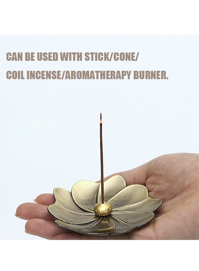 Incense Burner Incense Holder, Metal sakura Vintage Incense Stick Holder Tray Incense Stick Stick Ash Catcher, Yoga Meditation Home Office Decoration (Golden) - Image 4