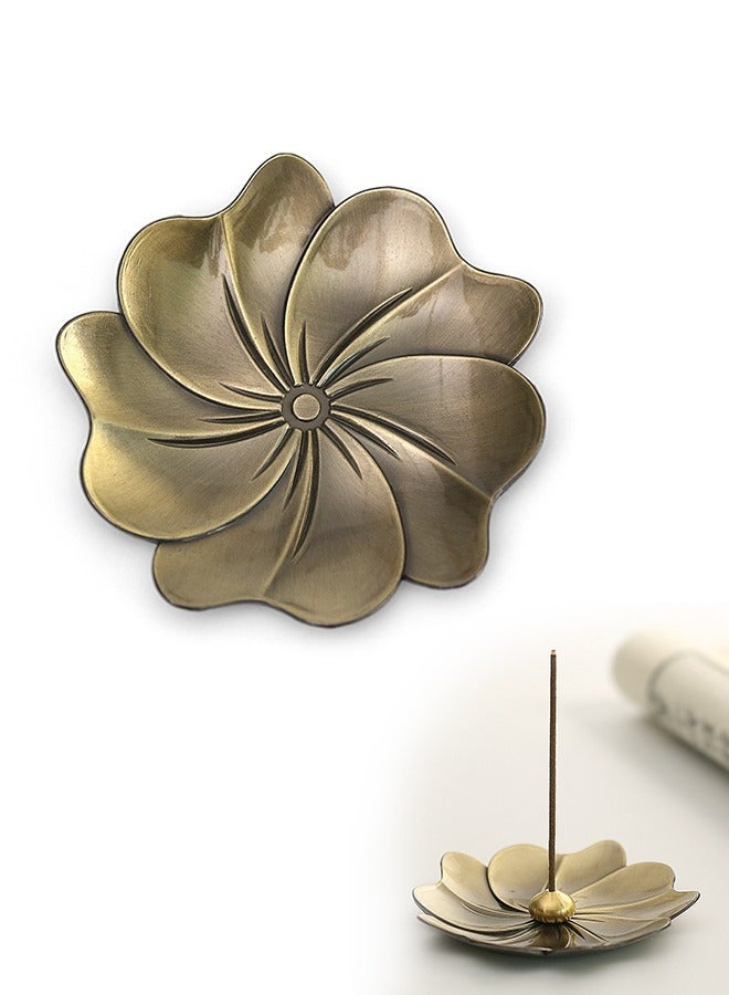 Incense Burner Incense Holder, Metal sakura Vintage Incense Stick Holder Tray Incense Stick Stick Ash Catcher, Yoga Meditation Home Office Decoration (Golden) - Image 1