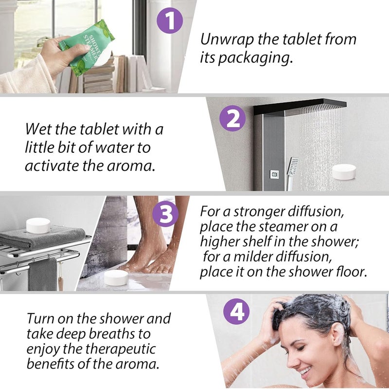 Shower Steamers Aromatherapy for Women and Men 8 Pack, 8 Scents Shower Bombs with Natural Essential Oils for Home Spa Self Care, Stress Relief and Relaxation, Nasal Relief, Birthday Gifts - Image 4