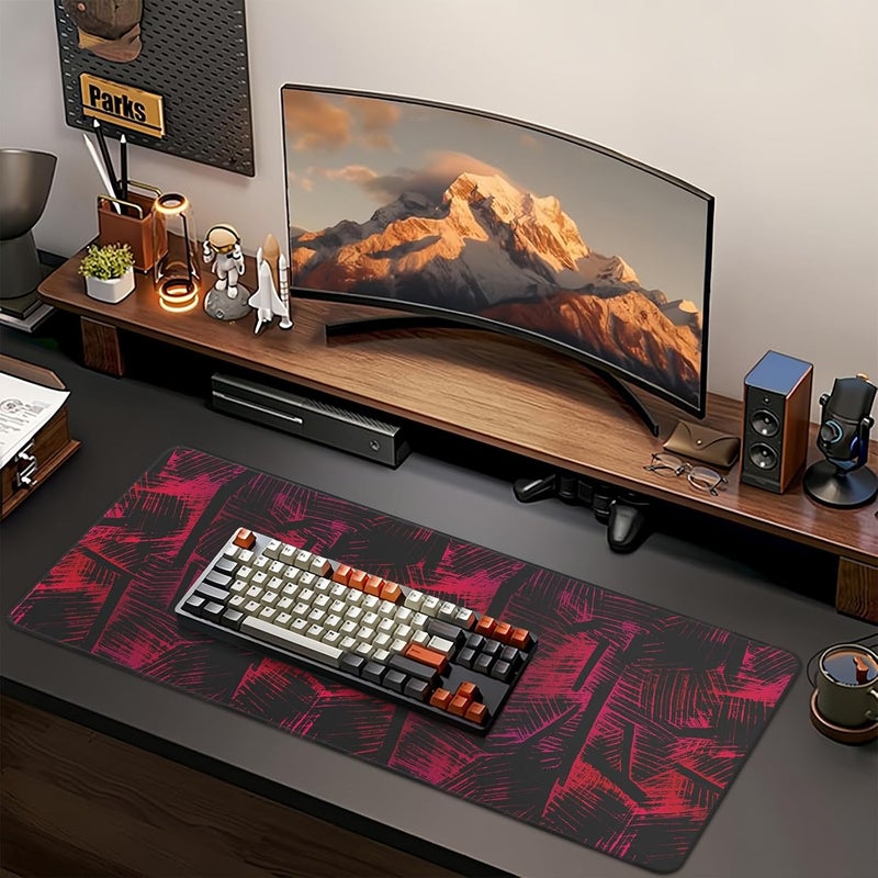 Large Gaming Mouse Pad, Extended Desk Mousepad with Stitched Edges, Non-Slip Rubber Base Mice Pad, Office Desk Mat, Keyboard Pad for Gamer, Office & Home (Red Veins, 800x300x3 mm) - Image 4