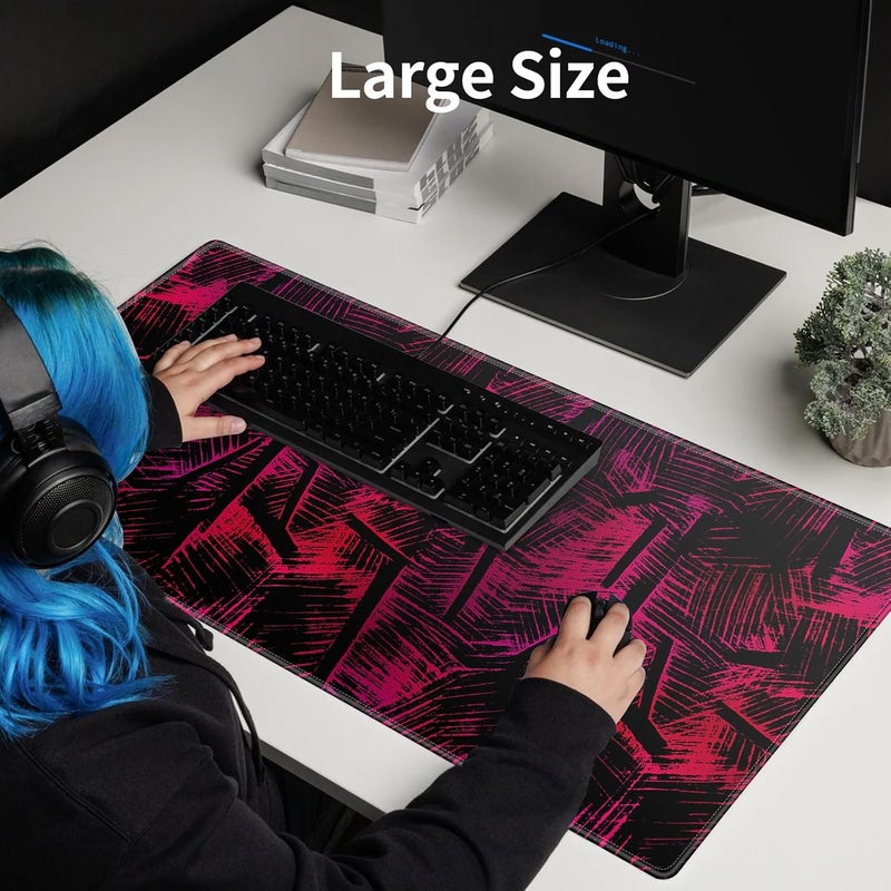 Large Gaming Mouse Pad, Extended Desk Mousepad with Stitched Edges, Non-Slip Rubber Base Mice Pad, Office Desk Mat, Keyboard Pad for Gamer, Office & Home (Red Veins, 800x300x3 mm) - Image 2