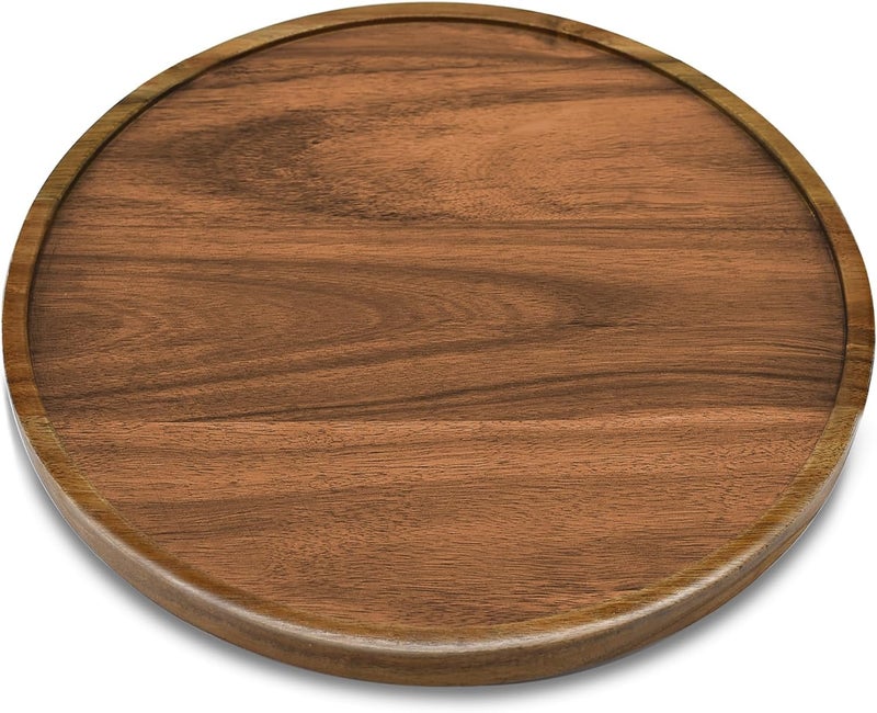AUAM 10" Acacia Wood Lazy Susan Organizer Kitchen Turntable for Cabinet Pantry Table Organization - Image 1