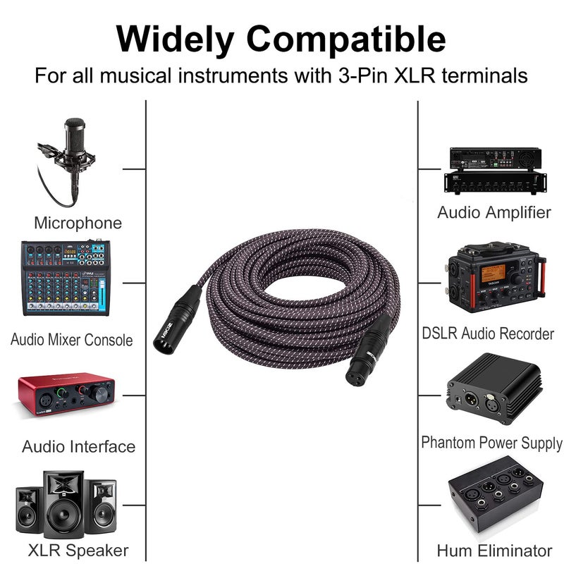 MIKIZ 50ft XLR Cables Braided 50 ft 2 Pack - Anti-Tangling Premium XLR Patch Cables Male to Female 3 Pin - Image 2