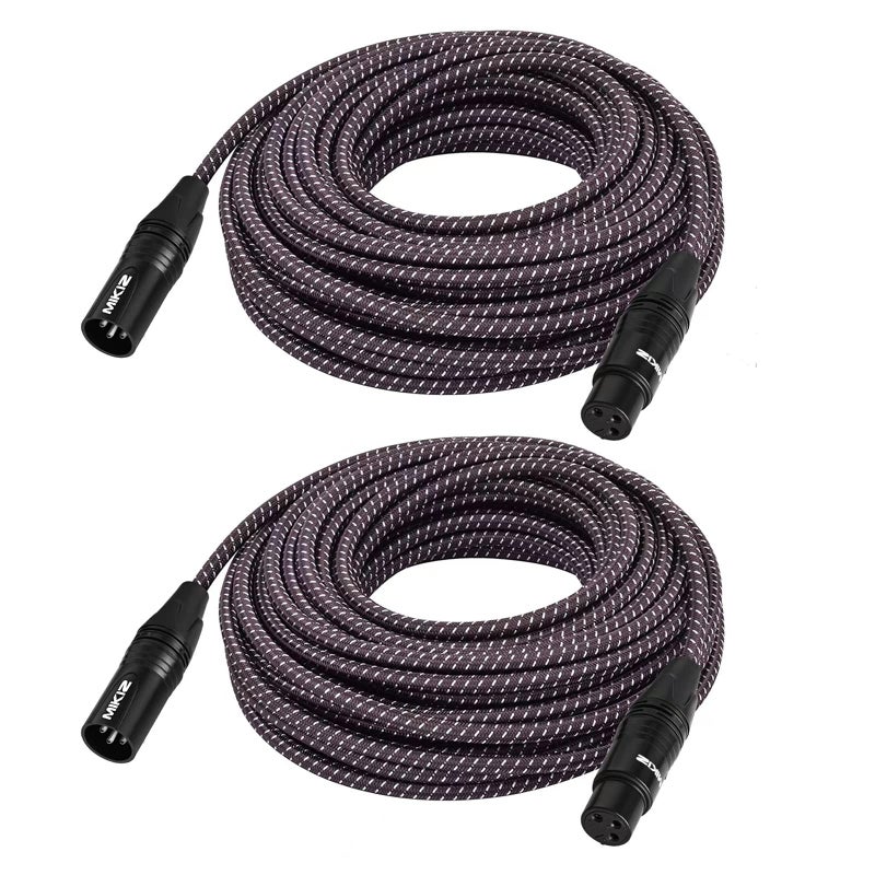 MIKIZ 50ft XLR Cables Braided 50 ft 2 Pack - Anti-Tangling Premium XLR Patch Cables Male to Female 3 Pin - Image 1