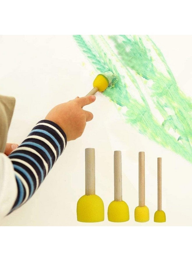 WAFJAMF 30 Pcs Assorted Size Round Sponges Brush Set 4 Sizes Diy Painting Tools- Yellow  - Image 4