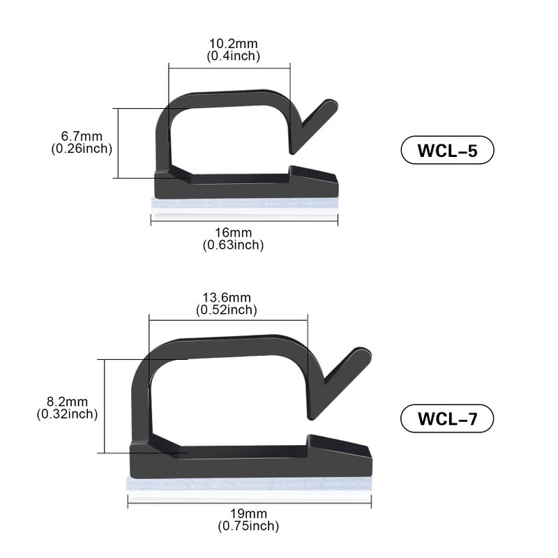 XHF 3/4â€ Adhesive Cable Wire Clips Black 60pcs, Cable Staples Outdoor Cable Management Wire Organizer Cord Holder for Under Desk, Car, Wall, TV PC Ethernet Cable - Image 2