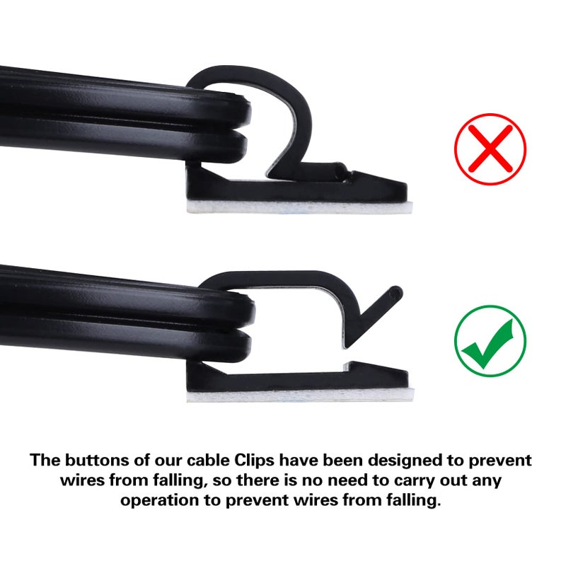XHF 3/4â€ Adhesive Cable Wire Clips Black 60pcs, Cable Staples Outdoor Cable Management Wire Organizer Cord Holder for Under Desk, Car, Wall, TV PC Ethernet Cable - Image 4