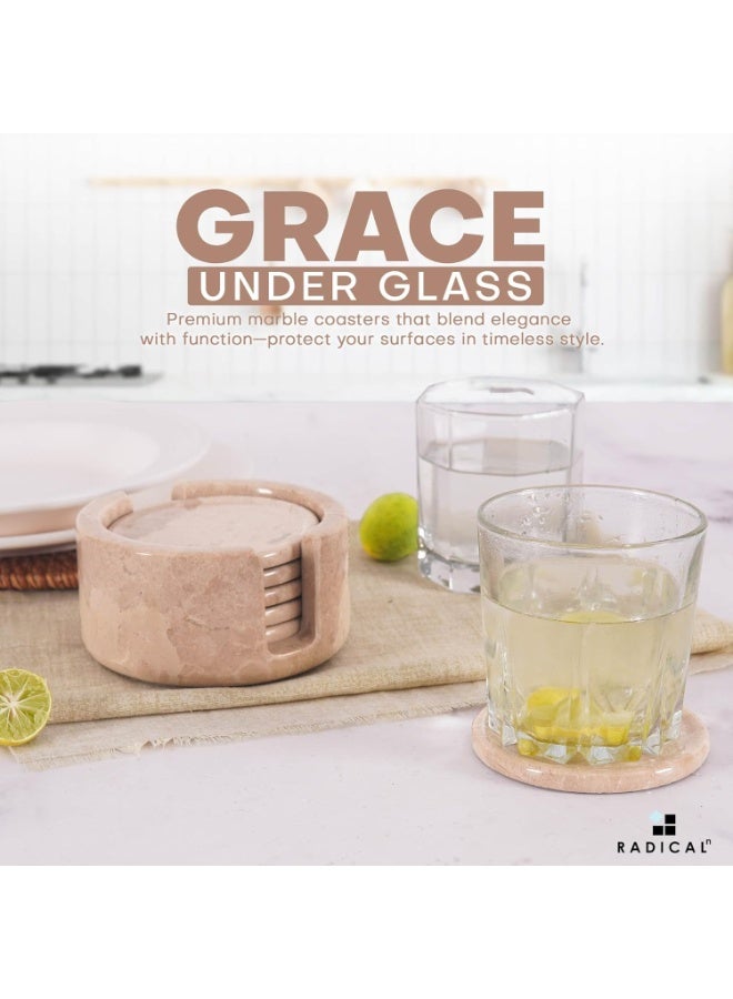 RADICALn Set of 6 Verona Marble Drink Coasters with Holder | Handmade Table & Home Décor - Image 4