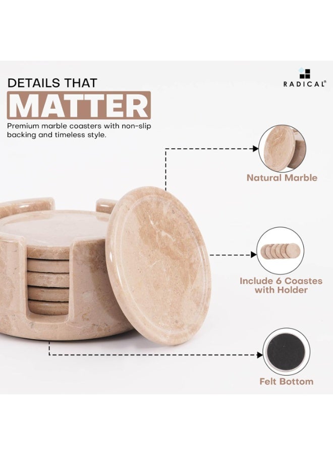 RADICALn Set of 6 Verona Marble Drink Coasters with Holder | Handmade Table & Home Décor - Image 5