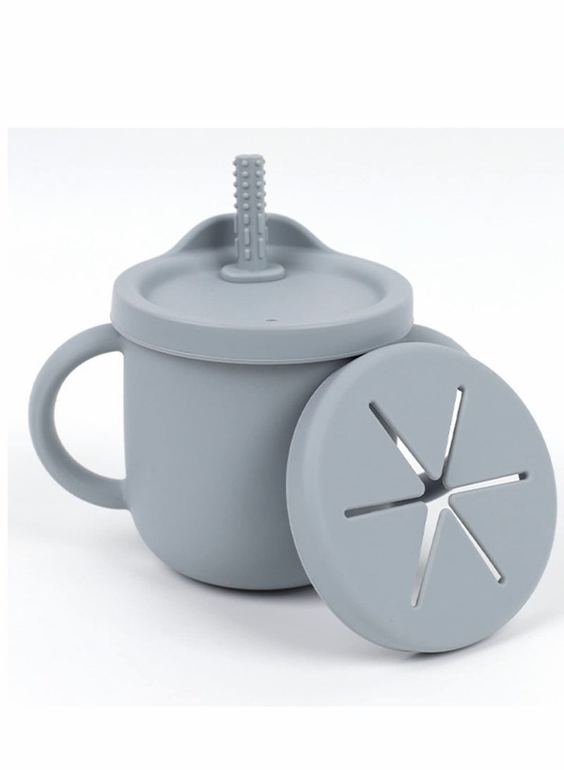 Excefore أكواب الشرب المصنوعة من السيليكون للأطفال، وأكواب الشرب وحاوية الوجبات الخفيفة 2 في 1 للأطفال الصغار - Image 1