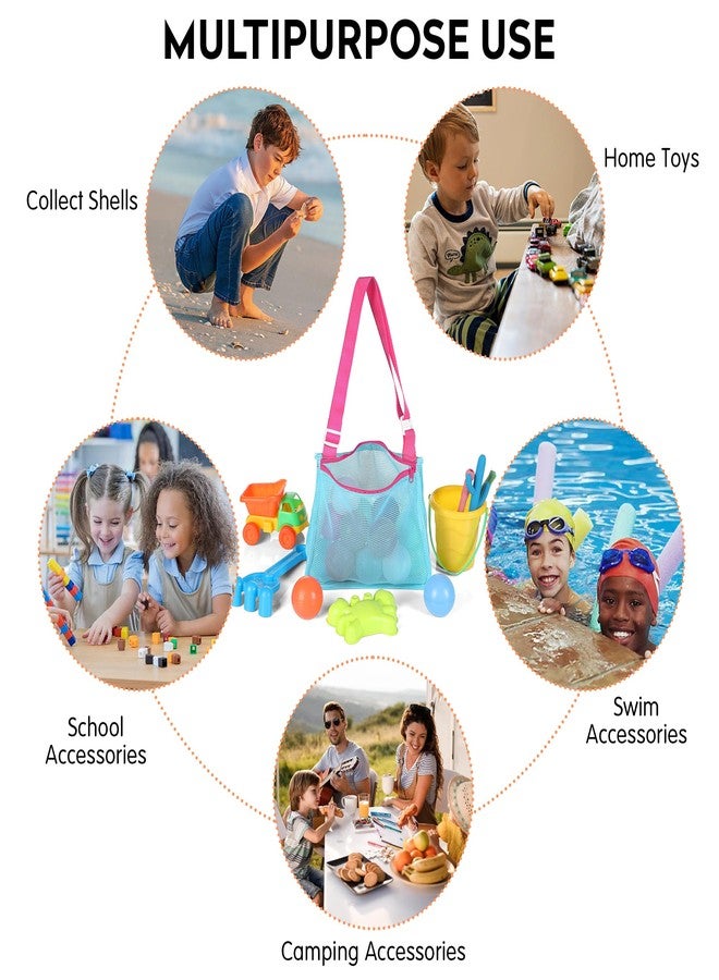 VOROLO Mesh Beach Bag for Holding Toys,Sand Towels Tote for Kids Seashell Collecting,Swimming Accessories for Boys and Girls - Image 3