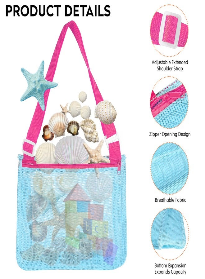 VOROLO Mesh Beach Bag for Holding Toys,Sand Towels Tote for Kids Seashell Collecting,Swimming Accessories for Boys and Girls - Image 2