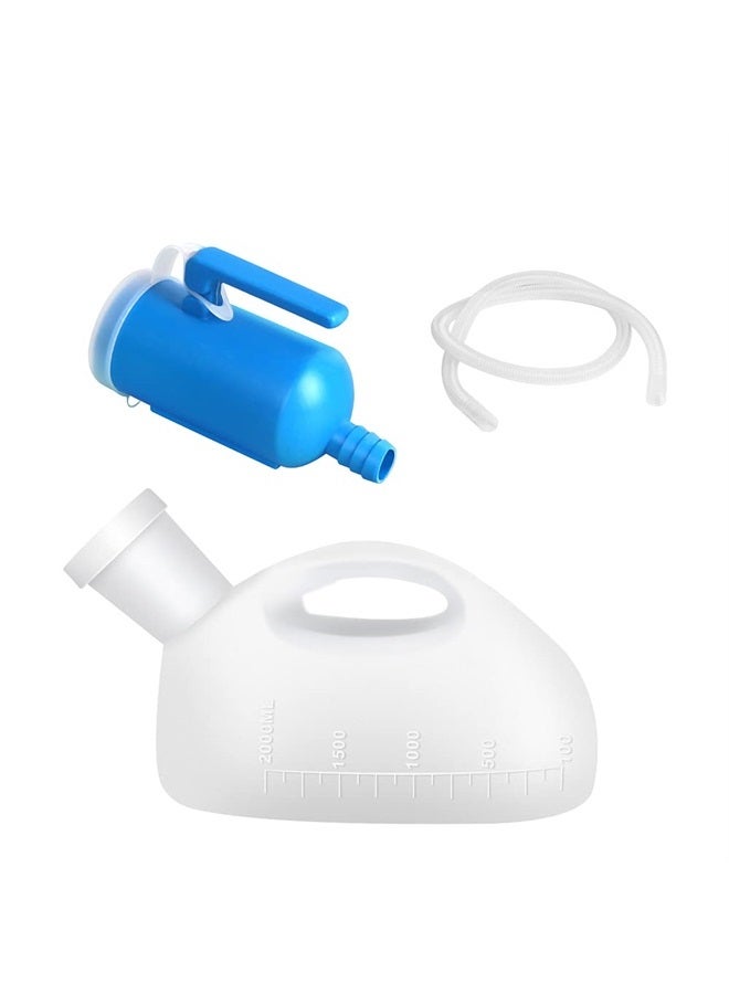 OOCOME أجهزة تبول محمولة للرجال، زجاجة تبول للرجال OOCOME مضادة للتسرب قابلة لإعادة الاستخدام زجاجة بول للذكور للتخييم 2000 مل أنبوب بطول 45.2 بوصة مع غطاء - Image 2