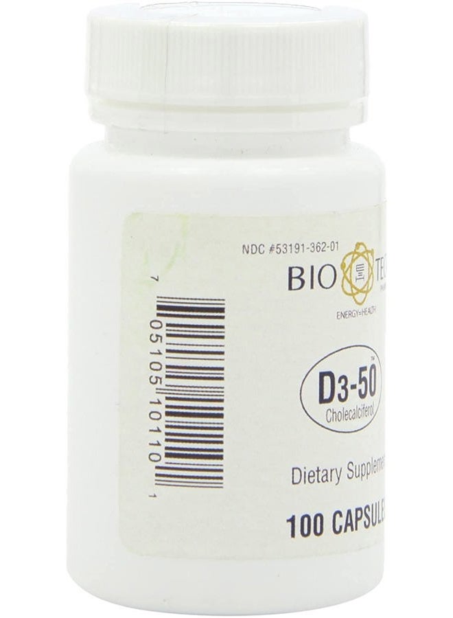 Bio-Tech Pharmacal D3-50 50,000 IU, 100 Capsules Ð All-Natural Supplement Ð Supports Bone, Heart Neuromuscular, & Immune Health Ð No Dairy, Fish, Gluten, Peanut, Shellfish, & Soy - Image 3