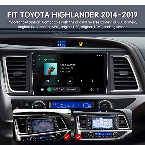 ViaBecs Android 13.0 6G 128G Car Stereo Wireless Apple CarPlay for Toyota Highlander 2014-2019, 10.2" HD Touch Screen Radio Bluetooth GPS Navigation, 2.4GHz & 5GHz WiFi, SWC, DSP 48-EQ AM FM Radio - Image 2