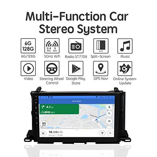 ViaBecs Android 13.0 6G 128G Car Stereo Wireless Apple CarPlay for Toyota Highlander 2014-2019, 10.2" HD Touch Screen Radio Bluetooth GPS Navigation, 2.4GHz & 5GHz WiFi, SWC, DSP 48-EQ AM FM Radio - Image 3